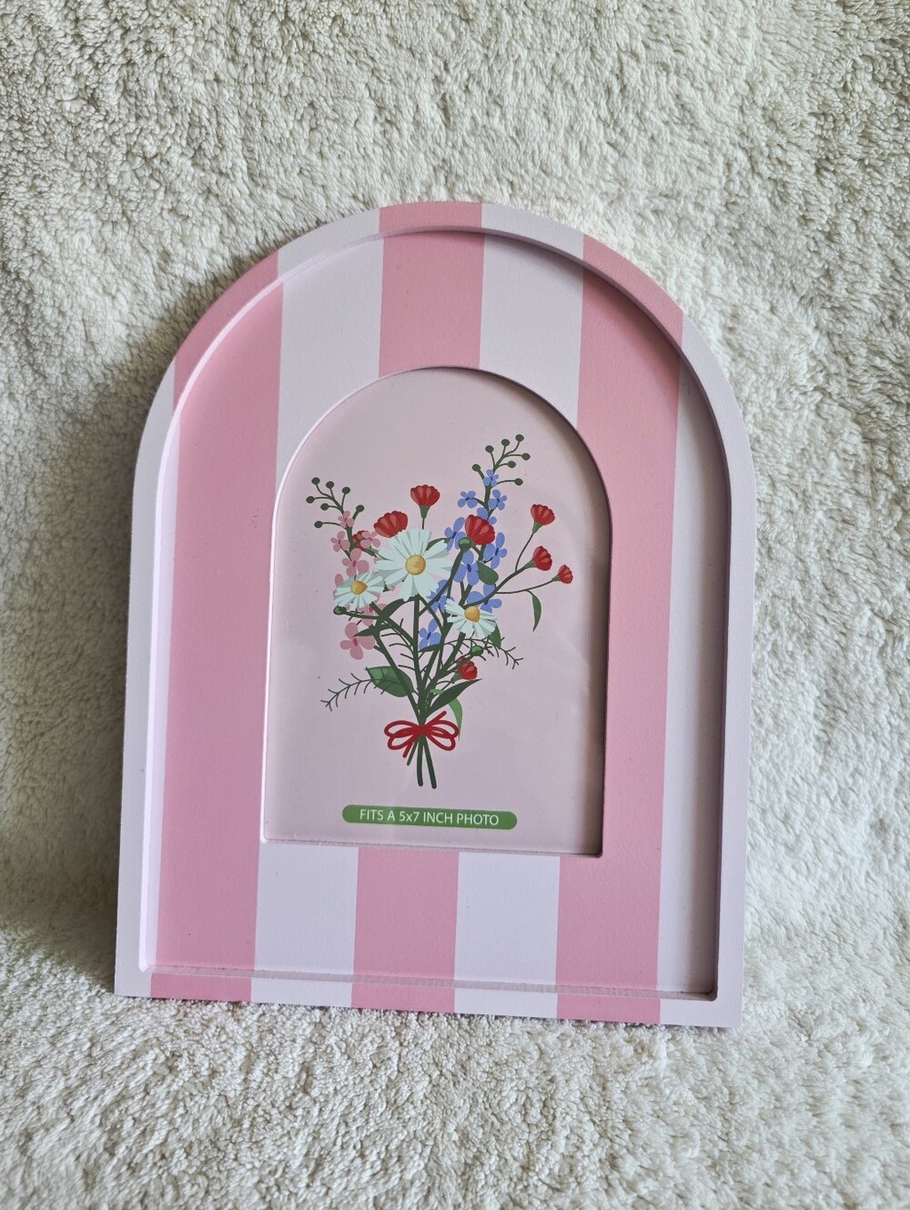 New Arched Picture Frame, Pink Striped, 5x7 Inch Photo, Mother's Day 2026